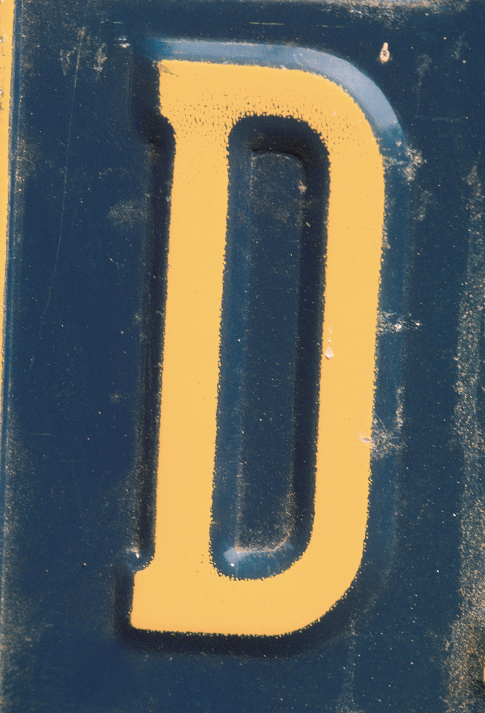 Letter D on license plate